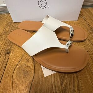 Chic White and Tan Sandals